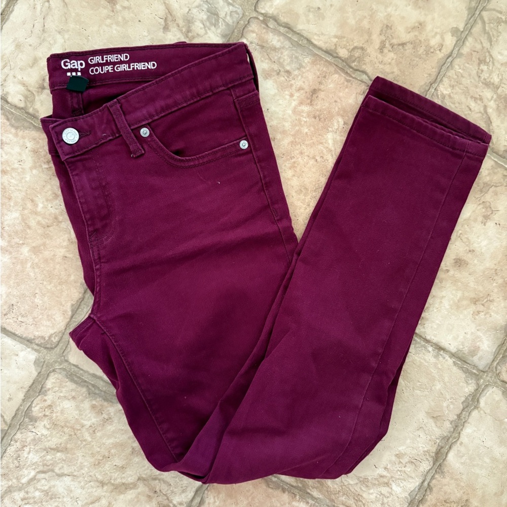 GAP Girlfriend Jeans in Burgundy Wine